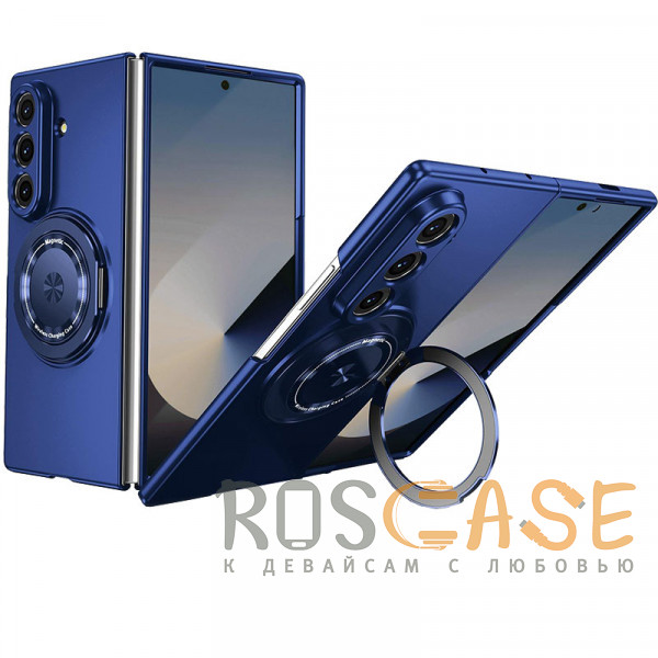 Фото Темно-синий Matte Shield Ring | Тонкий пластиковый чехол с кольцом Magsafe для Samsung Galaxy Z Fold 8 Ultra