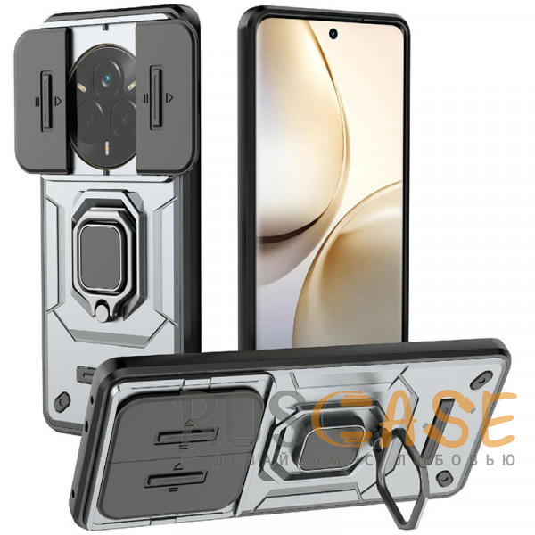 Фото Серый Transformer Ring Holder | Противоударный чехол с кольцом и шторкой камеры для Realme 14 Pro 5G