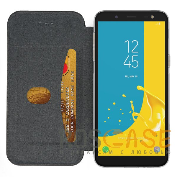 Фотография Серый Open Color 2 | Чехол-книжка на магните для Samsung J600F Galaxy J6 (2018) с подставкой и внутренним карманом
