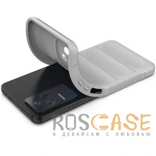 Фотография Серый Flex Silicone | Противоударный чехол для Xiaomi Poco F4 / Redmi K40s с защитой камеры и микрофиброй