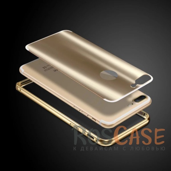 Изображение Золотой Модный металлический бампер Luxurious Neon с глянцевой переливающейся вставкой на заднюю панель для Apple iPhone 7 plus / 8 plus (5.5")