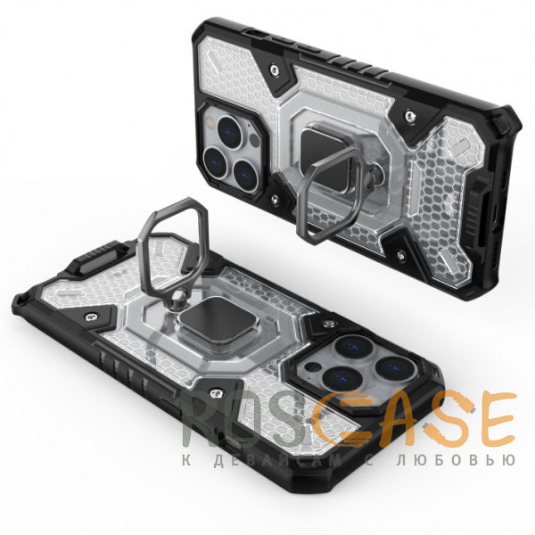 Изображение Черный Honeycomb Armor | Противоударный чехол с защитой камеры и кольцом для iPhone 13 Pro Max