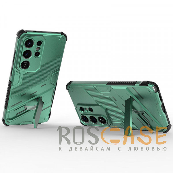 Фотография Зеленый Megatron | Противоударный чехол-подставка для Samsung Galaxy S26 Ultra с защитой камеры
