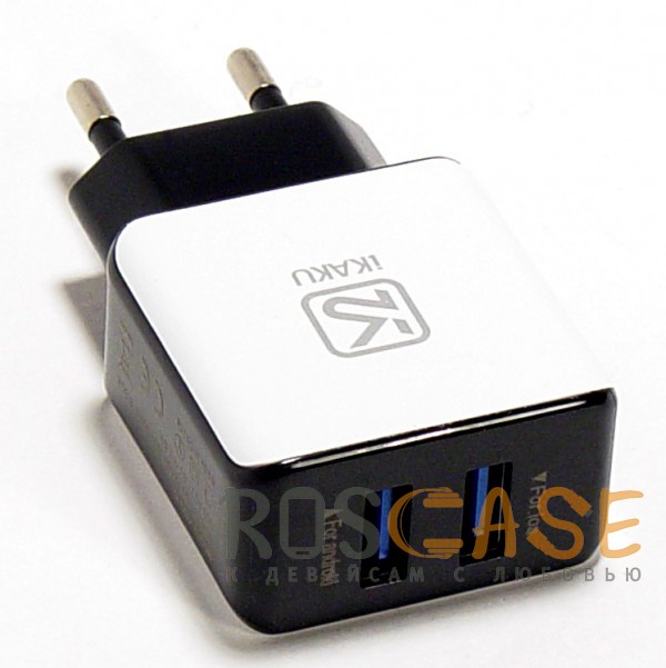 Фотография Белый iKAKU Thunder | Сетевое зарядное устройство с двумя разъемами USB (2,5А)