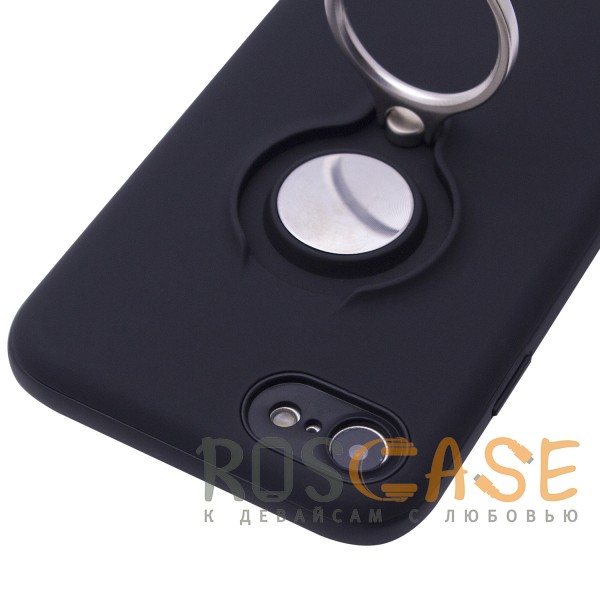 Фотография Черный Deen | Матовый чехол для Apple iPhone 7 / 8 (4.7") с креплением под магнитный держатель и кольцом-подставкой