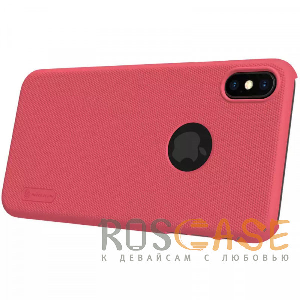 Фотография Красный Nillkin Super Frosted Shield | Матовый пластиковый чехол для iPhone XS Max с отверстием под лого
