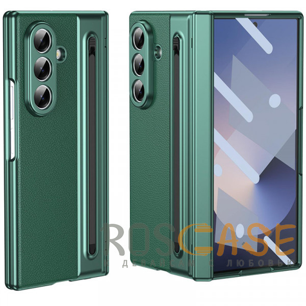 Фото Зеленый Чехол 3D с кожаной вставкой и стилусом для Samsung Galaxy Z Fold 8 Ultra