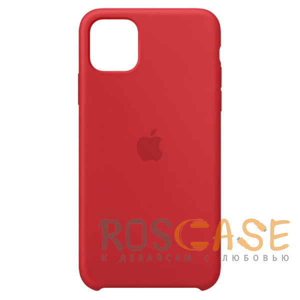 Фото Красный Силиконовый чехол Silicone Case с микрофиброй для iPhone 11