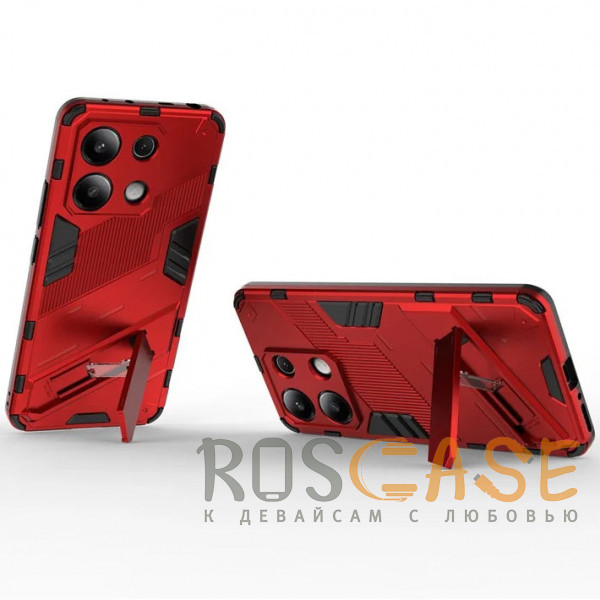 Фотография Красный Megatron | Противоударный чехол-подставка для Xiaomi Redmi Note 13 4G с защитой камеры