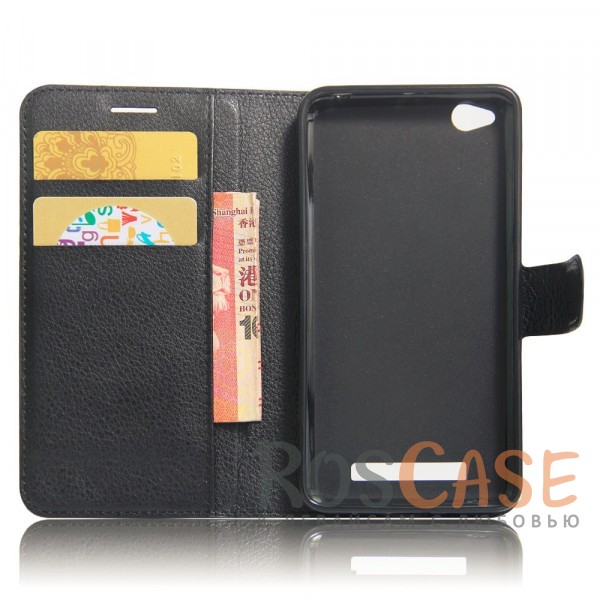 Изображение Черный Wallet | Кожаный чехол-кошелек с внутренними карманами для Xiaomi Redmi 4a