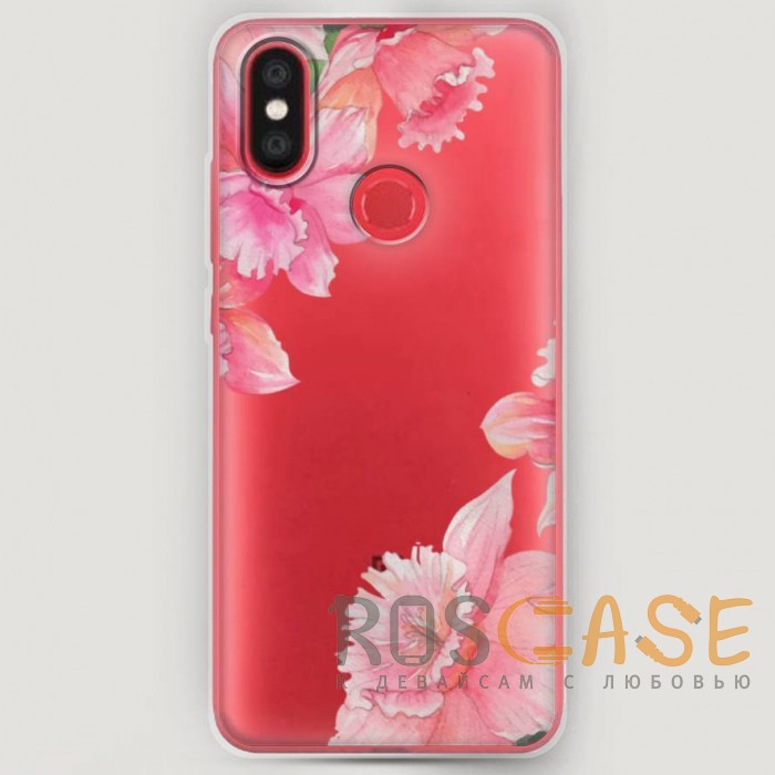 Фото RosCase | Силиконовый чехол Розовые цветочные уголки на Xiaomi Mi 6X / Mi A2