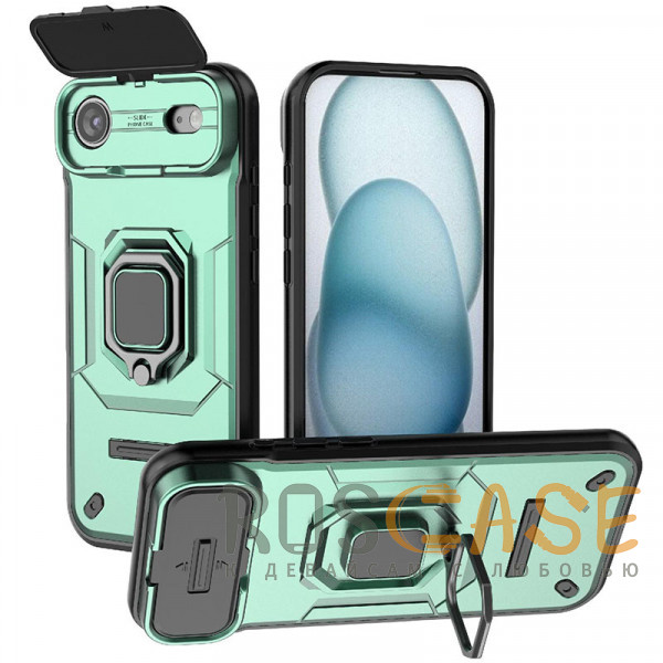Фото Зеленый Transformer Ring Holder | Противоударный чехол с кольцом и шторкой камеры для iPhone 17 Air
