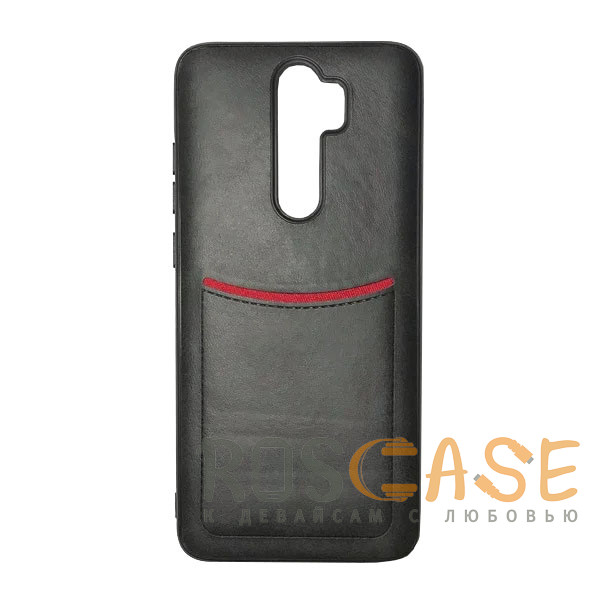 Фото Черный iLEVEL | Чехол с кожаным покрытием и карманом для Xiaomi Redmi 9