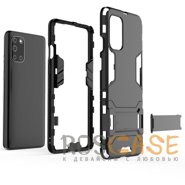 Фото Черный Transformer | Противоударный чехол-подставка для OnePlus 9R с мощной защитой корпуса