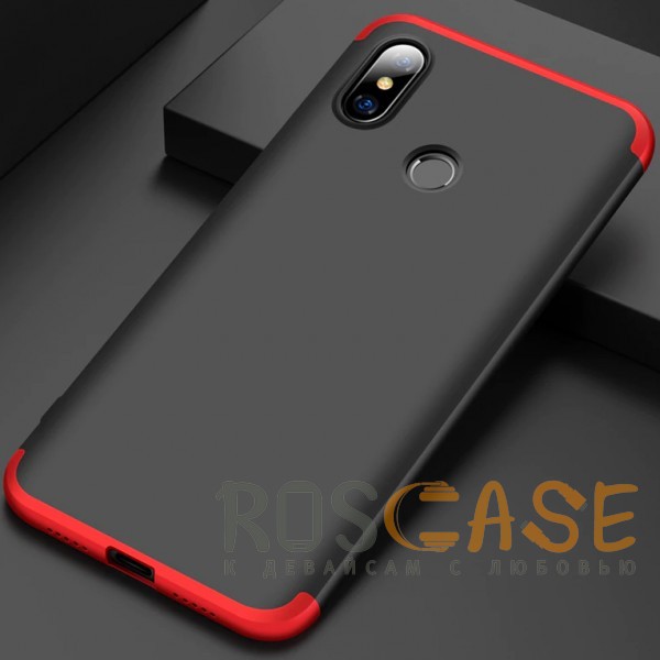 Фотография Черный / Красный GKK LikGus 360° | Двухсторонний чехол для Xiaomi Mi 8 с защитными вставками