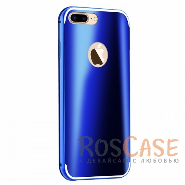 Фото Синий Модный металлический бампер Luxurious Neon с глянцевой переливающейся вставкой на заднюю панель для Apple iPhone 7 plus / 8 plus (5.5")