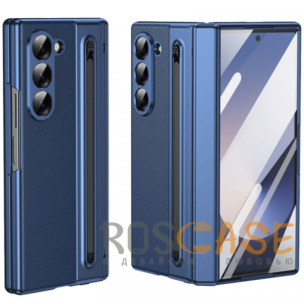 Фото Темно-синий Чехол 3D с кожаной вставкой и стилусом для Samsung Galaxy Z Fold 7