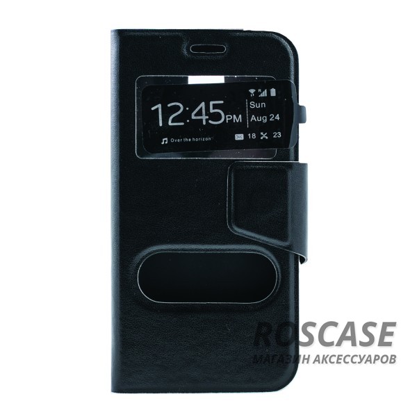 Фото Черный Чехол-книжка с окошками для Samsung G800H Galaxy S5 mini