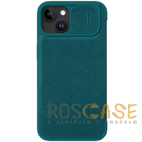 Фото Темно-зеленый Nillkin Qin Plain | Чехол-книжка из Premium экокожи для iPhone 15