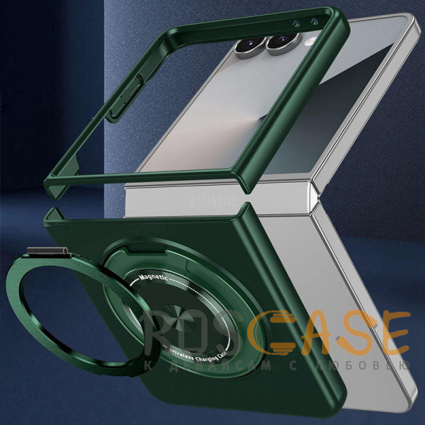 Фото Темно-зеленый Matte Shield Ring | Тонкий пластиковый чехол с кольцом Magsafe для Samsung Galaxy Z Flip 8