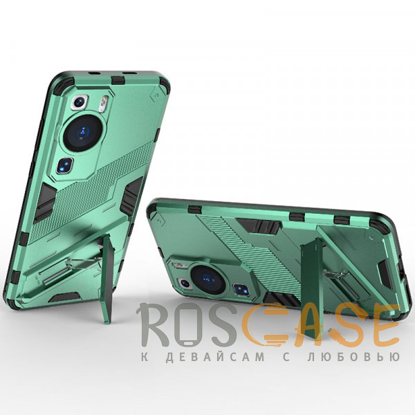 Фотография Зеленый Megatron | Противоударный чехол-подставка для Huawei P60 / P60 Pro с защитой камеры