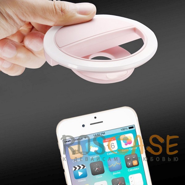 Фотография Розовый Selfie Ring Light | Светодиодное кольцо для селфи с кнопкой переключения яркости