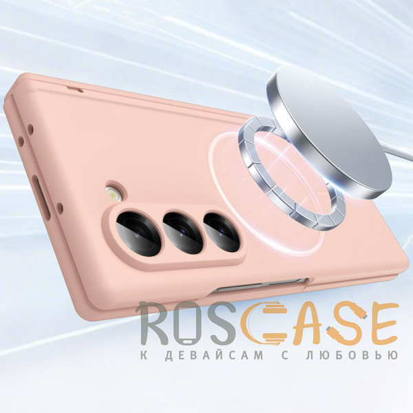 Фотография Розовый Чехол 3D с Magsafe и внешним стеклом для Samsung Galaxy Z Fold 6