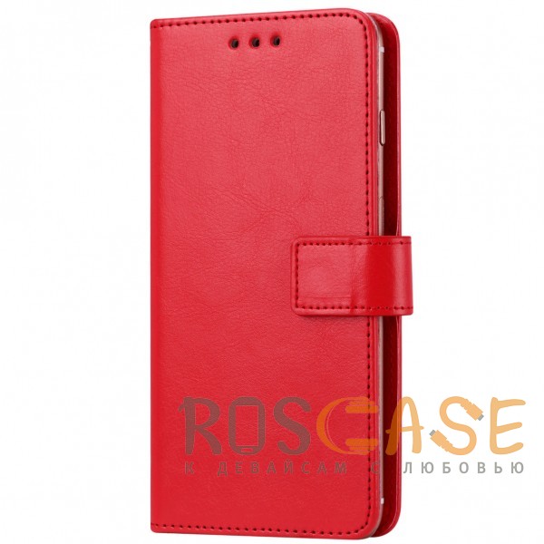 

Plain | Универсальный кожаный чехол-книжка (5.4-5.7") (Красный)