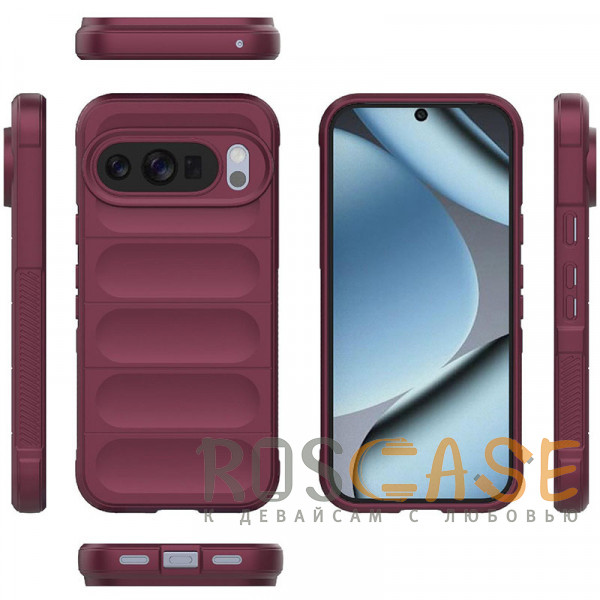 Фото Бордовый Flex Silicone | Противоударный чехол для Google Pixel 10 / 10 Pro с защитой камеры и микрофиброй