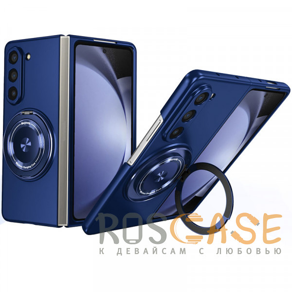 Фото Темно-синий Matte Shield Ring | Тонкий пластиковый чехол с кольцом Magsafe для Samsung Galaxy Z Fold 6