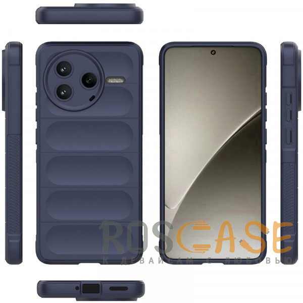 Фото Темно-синий Flex Silicone | Противоударный чехол для Xiaomi Poco F7 Pro / Redmi K80 с защитой камеры и микрофиброй