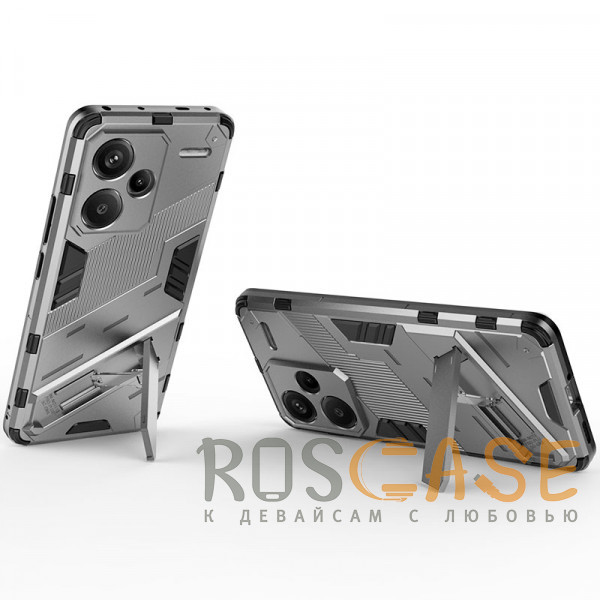Фотография Серый Megatron | Противоударный чехол-подставка для Xiaomi Redmi Note 13 Pro Plus 5G с защитой камеры