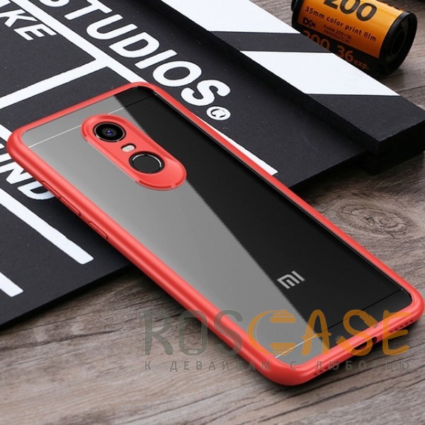 Фото Красный iPaky Hard Original | Прозрачный чехол для Xiaomi Redmi 5 Plus / Redmi Note 5 (SC) с защитными бортиками