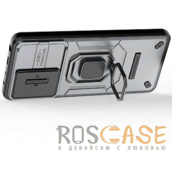 Фотография Серый Transformer Ring Holder | Противоударный чехол с кольцом и шторкой камеры для Xiaomi Redmi Note 12 Pro 5G / Poco X5 Pro