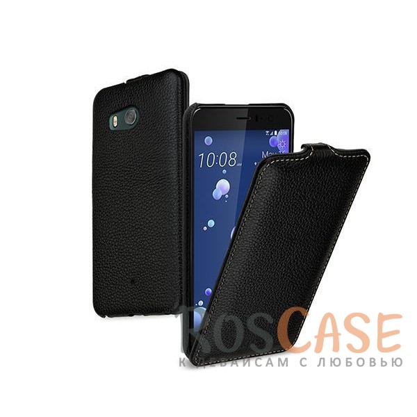 

Прошитый флип из натуральной кожи TETDED для HTC U11 (Черный / Black)
