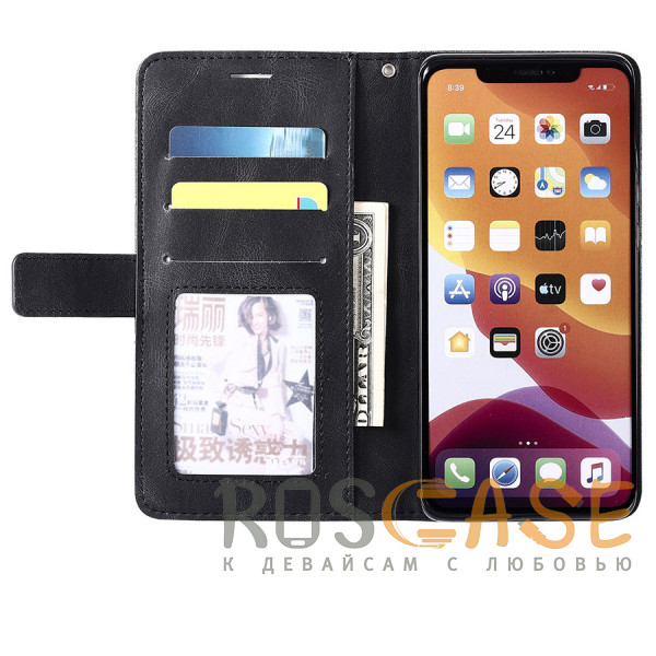 Изображение Черный Retro Book | Кожаный чехол книжка кошелек из Premium экокожи для iPhone 12 / 12 Pro