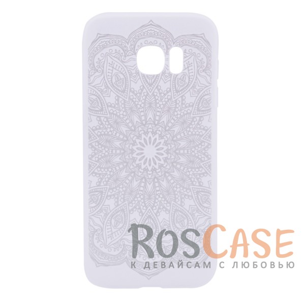 

Женский силиконовый матовый чехол с оригинальным принтом и покрытием "soft touch" для Samsung G925F Galaxy S6 Edge (Узор Белый)