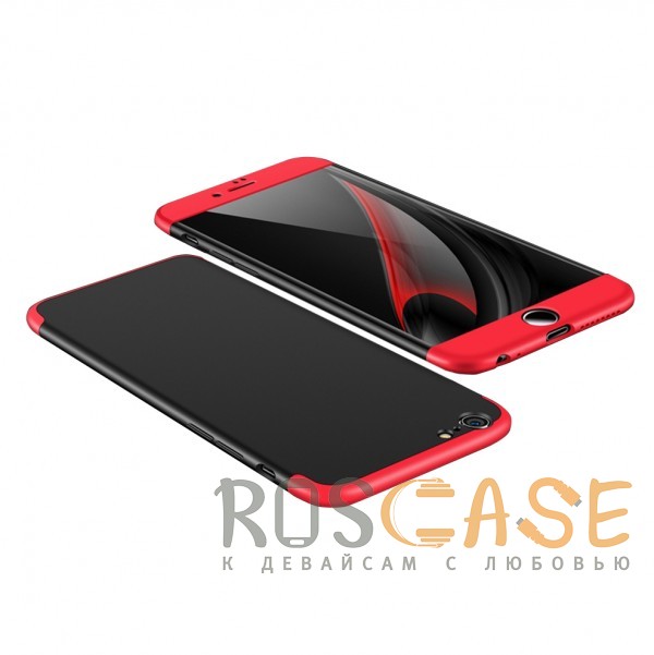Фото Черный / Красный GKK LikGus 360° | Двухсторонний чехол для iPhone 7/8/SE (2020) с защитными вставками