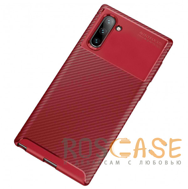 Фотография Красный Силиконовый матовый чехол с текстурой Карбон для Samsung Galaxy Note 10