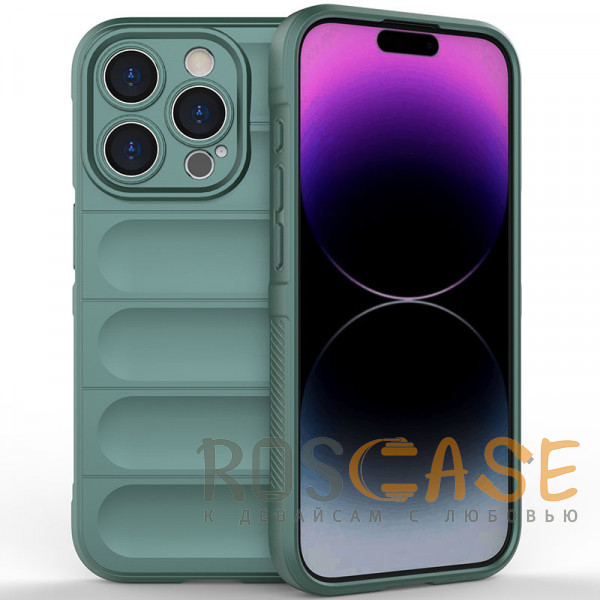 Фото Зеленый Flex Silicone | Противоударный чехол для iPhone 15 Pro с защитой камеры и микрофиброй