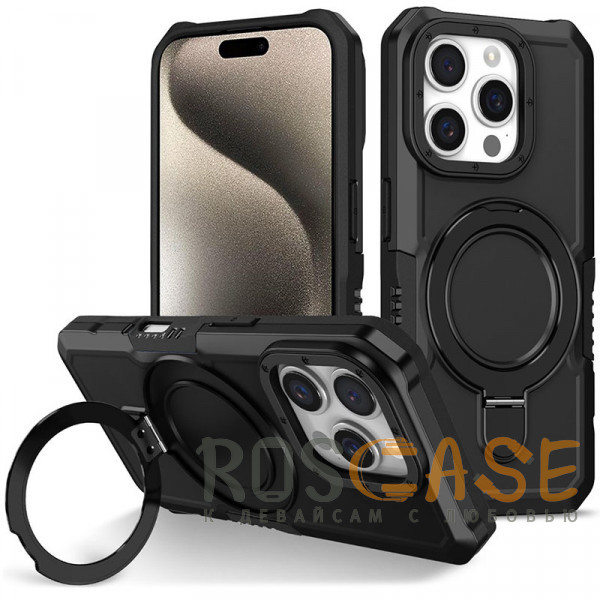 Фото Черный Magnetic Armor Ring | Противоударный чехол с MagSafe и кольцом для iPhone 16 Pro