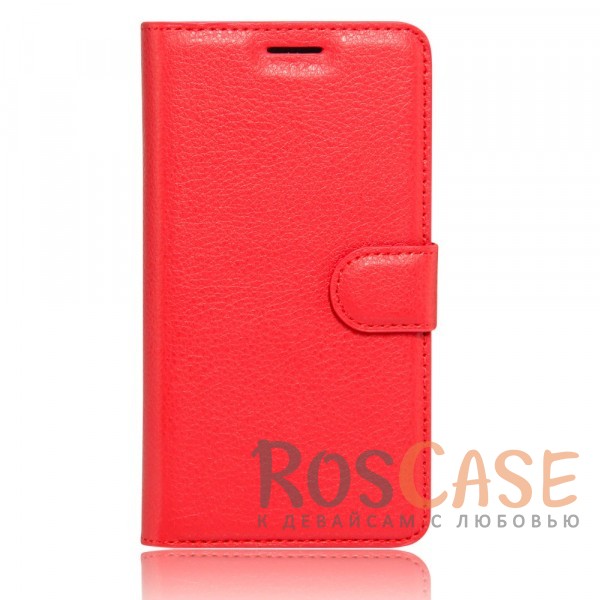 Фотография Красный Wallet | Кожаный чехол-кошелек с внутренними карманами для Meizu M5