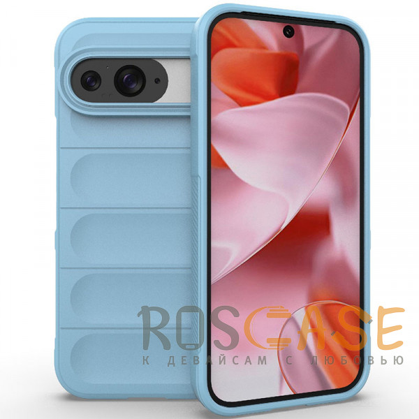 Фото Голубой Flex Silicone | Противоударный чехол для Google Pixel 9 / 9 Pro с защитой камеры и микрофиброй