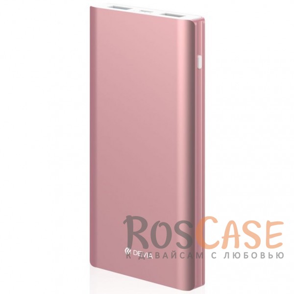 Фото Розовый Портативное зарядное устройство 10000mAh 2 USB с функцией быстрой зарядки и кабелем в комплекте
