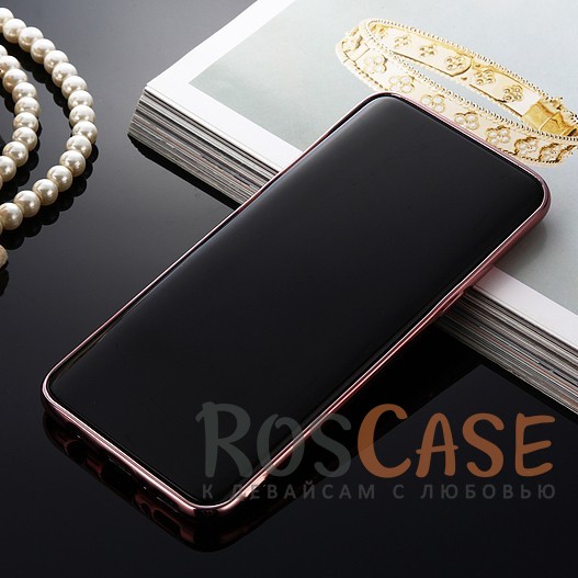 Изображение Розовый золотой/Розовые цветы Прозрачный чехол со стразами для Samsung G955 Galaxy S8 Plus с глянцевым бампером