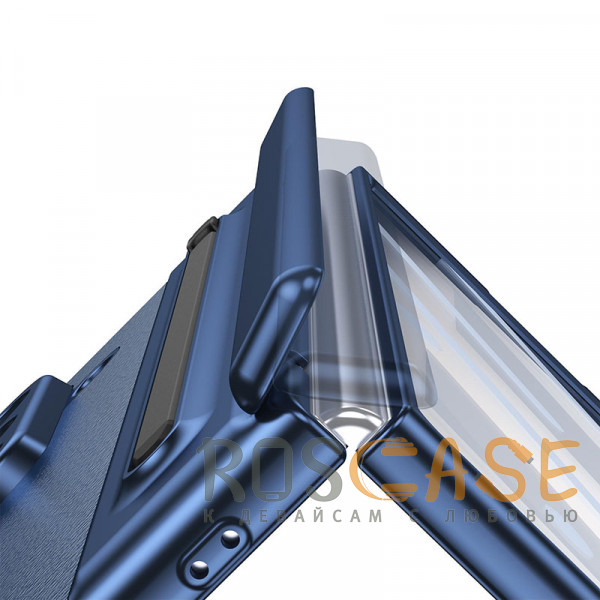 Изображение Темно-синий Чехол 3D с кожаной вставкой и стилусом для Samsung Galaxy Z Fold 8 Ultra