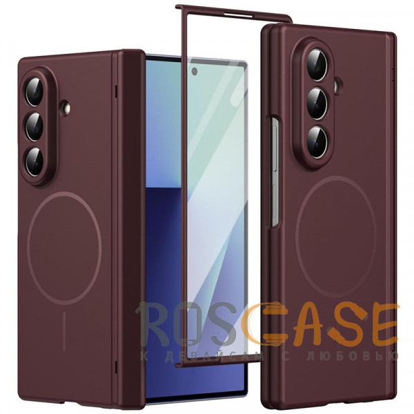 Фото Бордовый Чехол 3D с Magsafe и внешним стеклом для Samsung Galaxy Z Fold 7