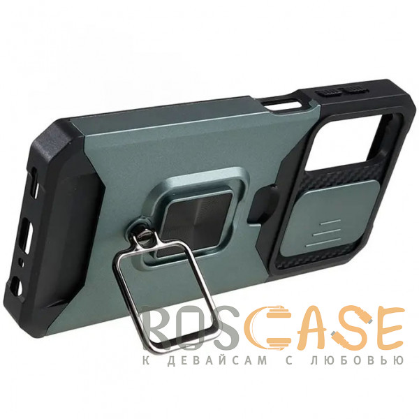 Изображение Зеленый Multi Case | Чехол с кольцом, отделением для карты и шторкой камеры для Samsung Galaxy A24 4G
