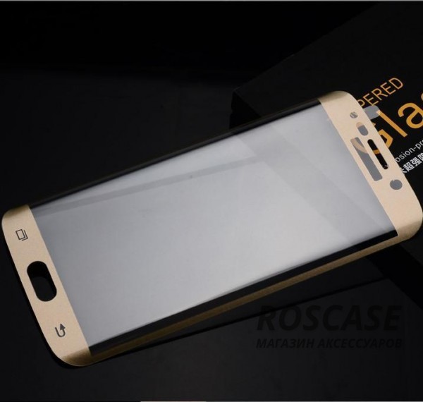 Фотография Золотой Защитное 3D стекло на весь экран (цветное) для Samsung G925F Galaxy S6 Edge с закругленными краями