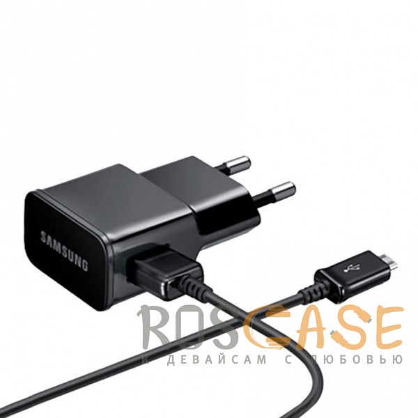 Фотография Черный Samsung | Сетевое зарядное устройство с кабелем microUSB в комплекте (100 см)